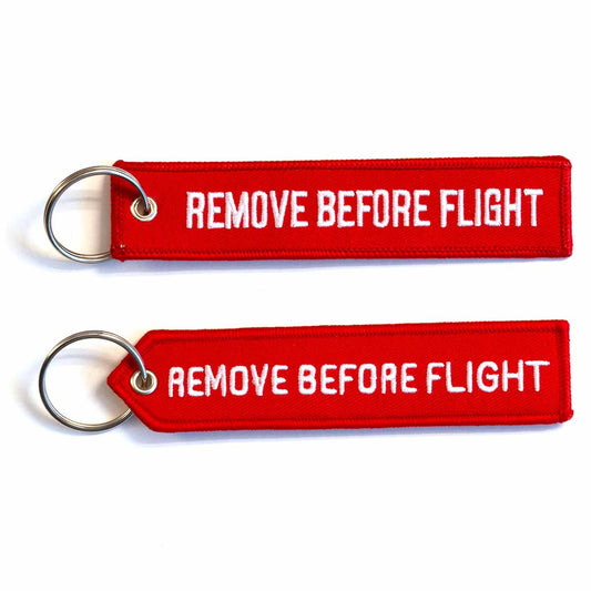 Remove Before Flight keychain